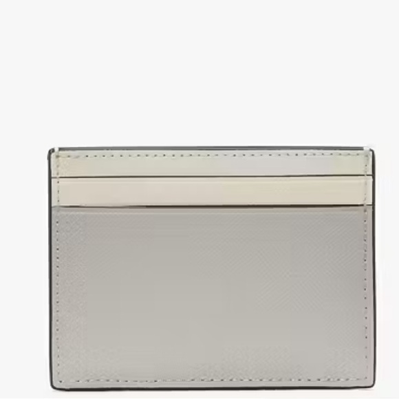 NWT Kate Spade Madison Color-block Small Slim Card Holder in Platinum Grey/Cream - Picture 2 of 8
